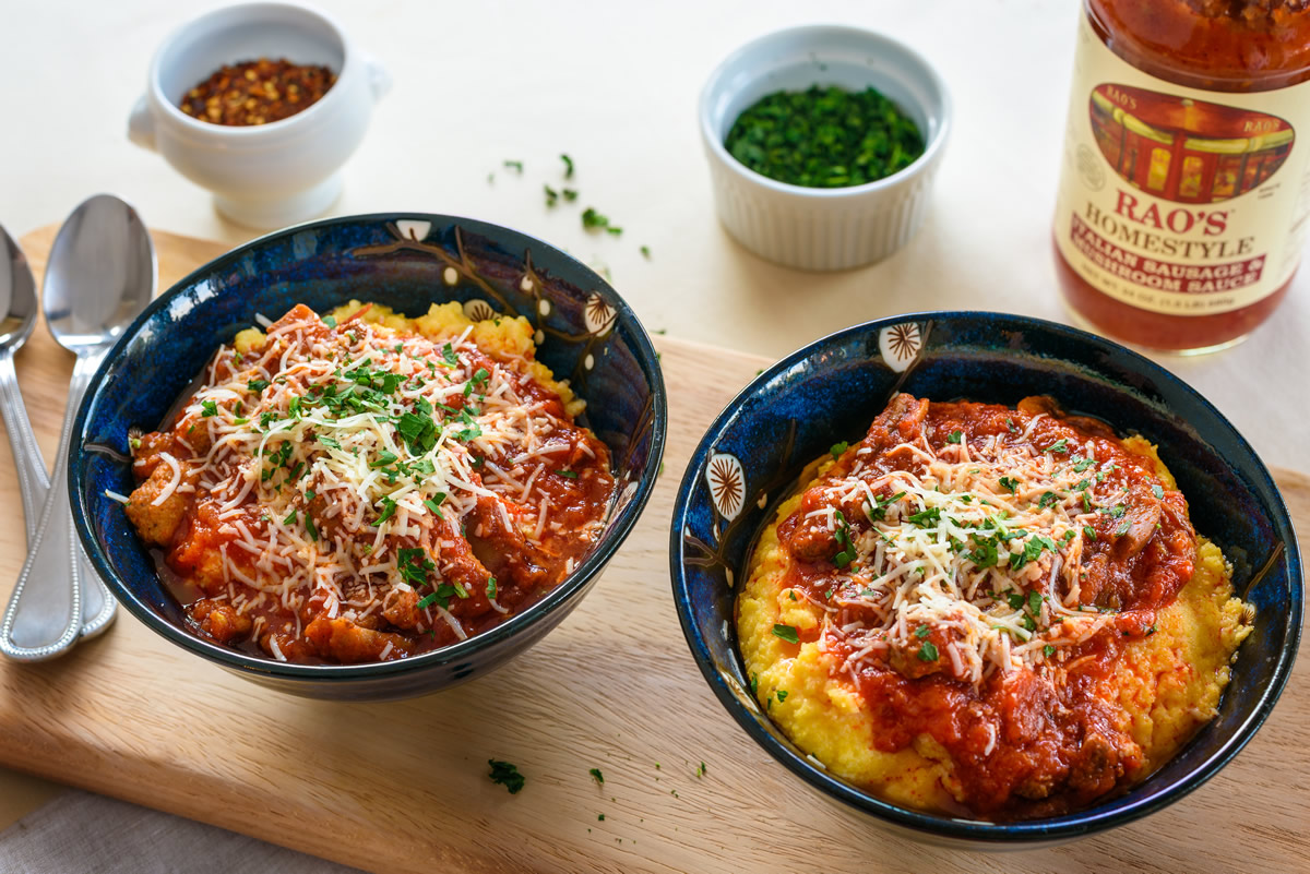 Polenta with Sausage & Mushrooms