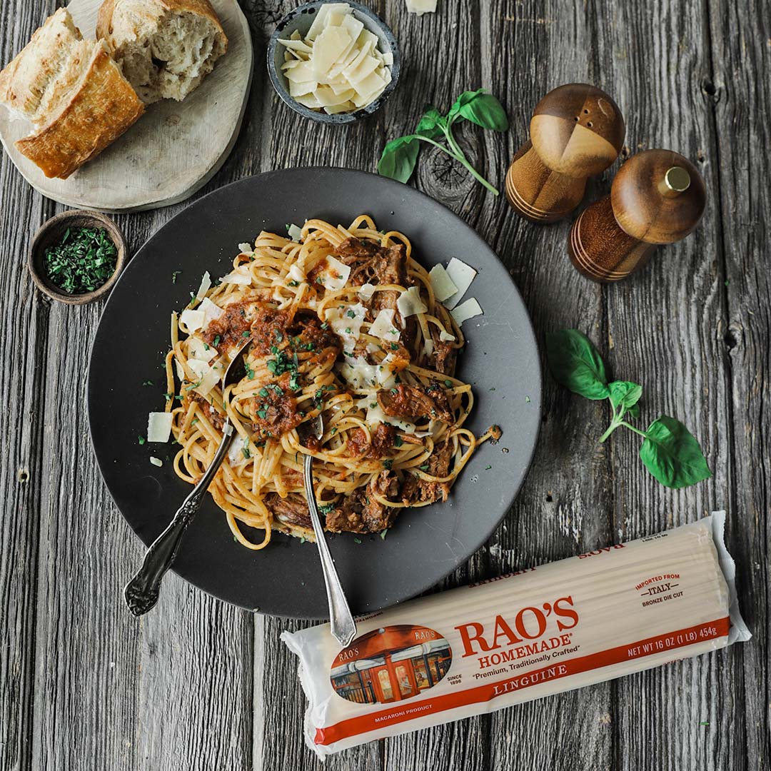 Linguine with hearty beef ragu sauce