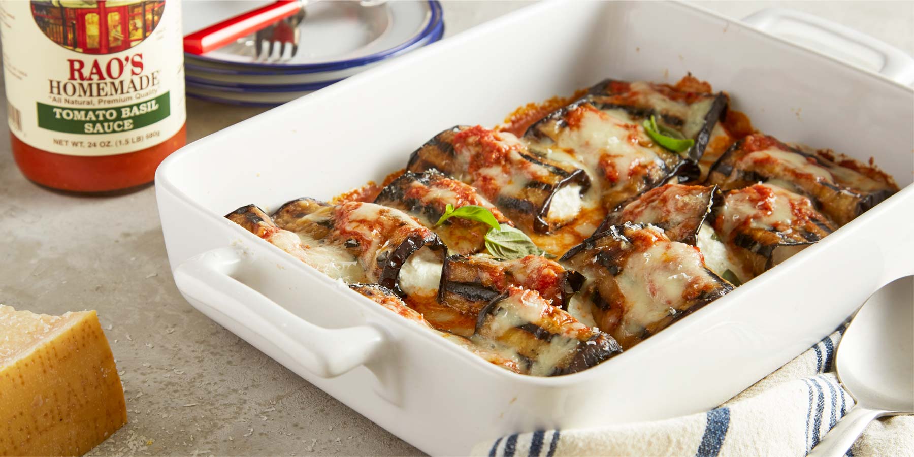 Eggplant parmigiana with tomato sauce and melted cheese