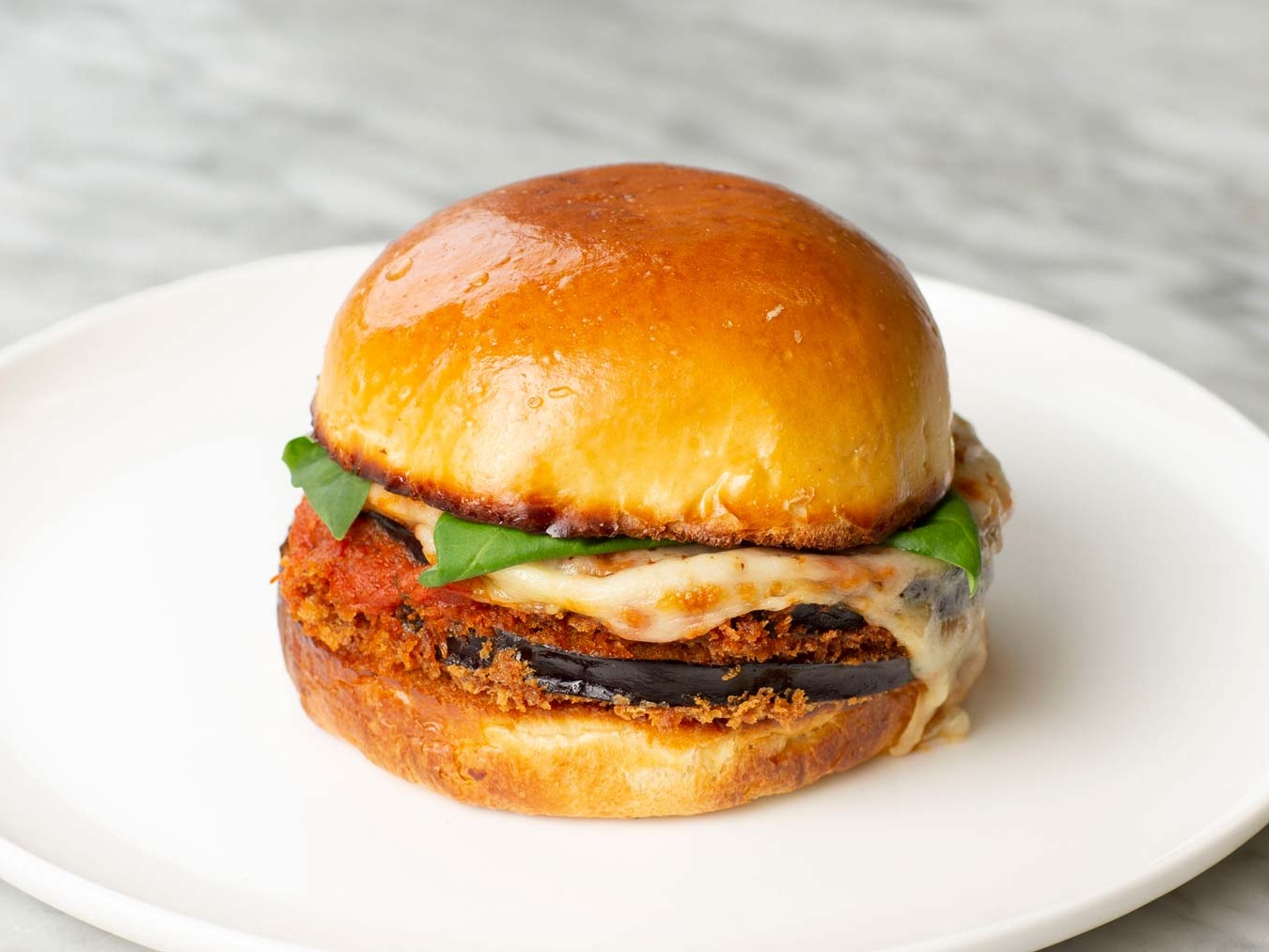 Fried eggplant sandwiches with tomato sauce