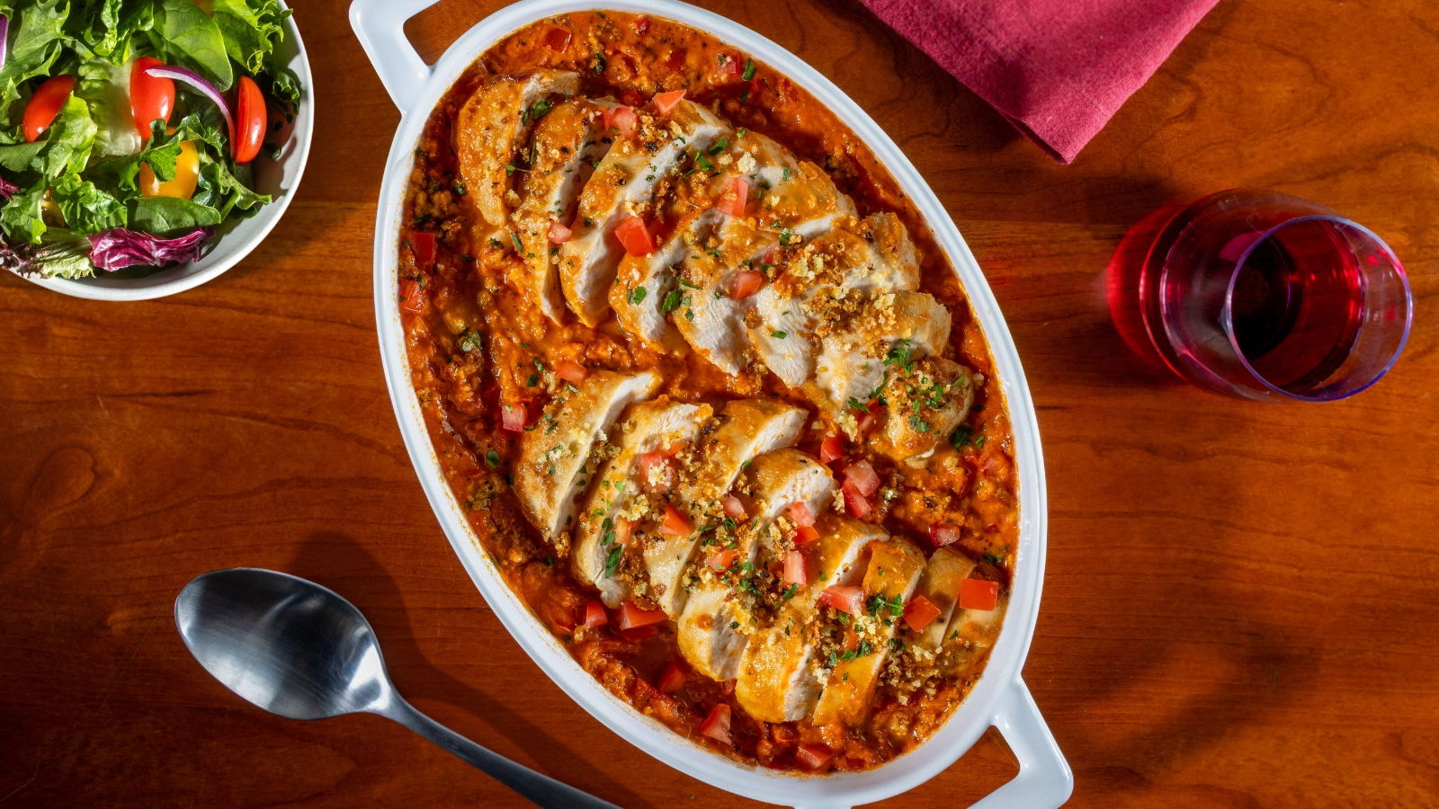 Chicken scallopini with creamy marinara sauce