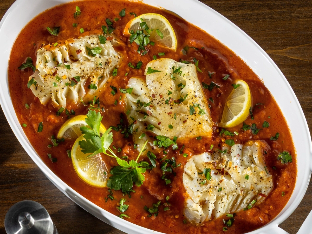 Baked cod with lemon Parmesan sauce