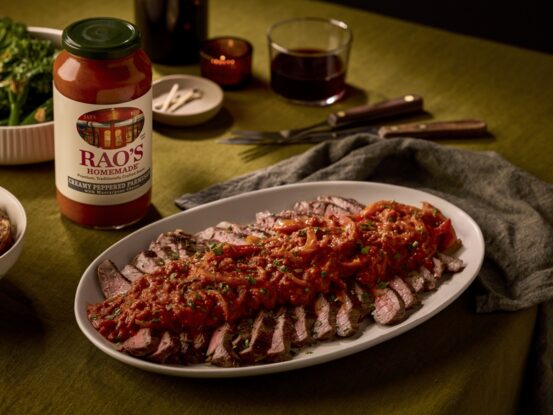 Steak pizzaiola with creamy pepper parmesan sauce