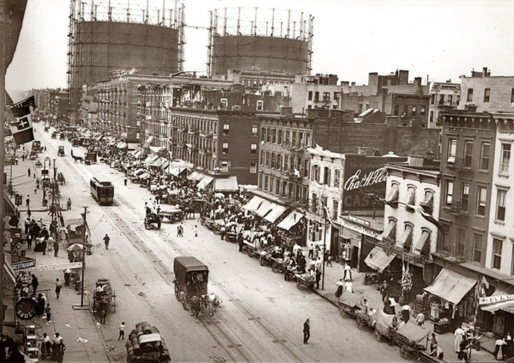 Historic East Harlem street scene in New York City.