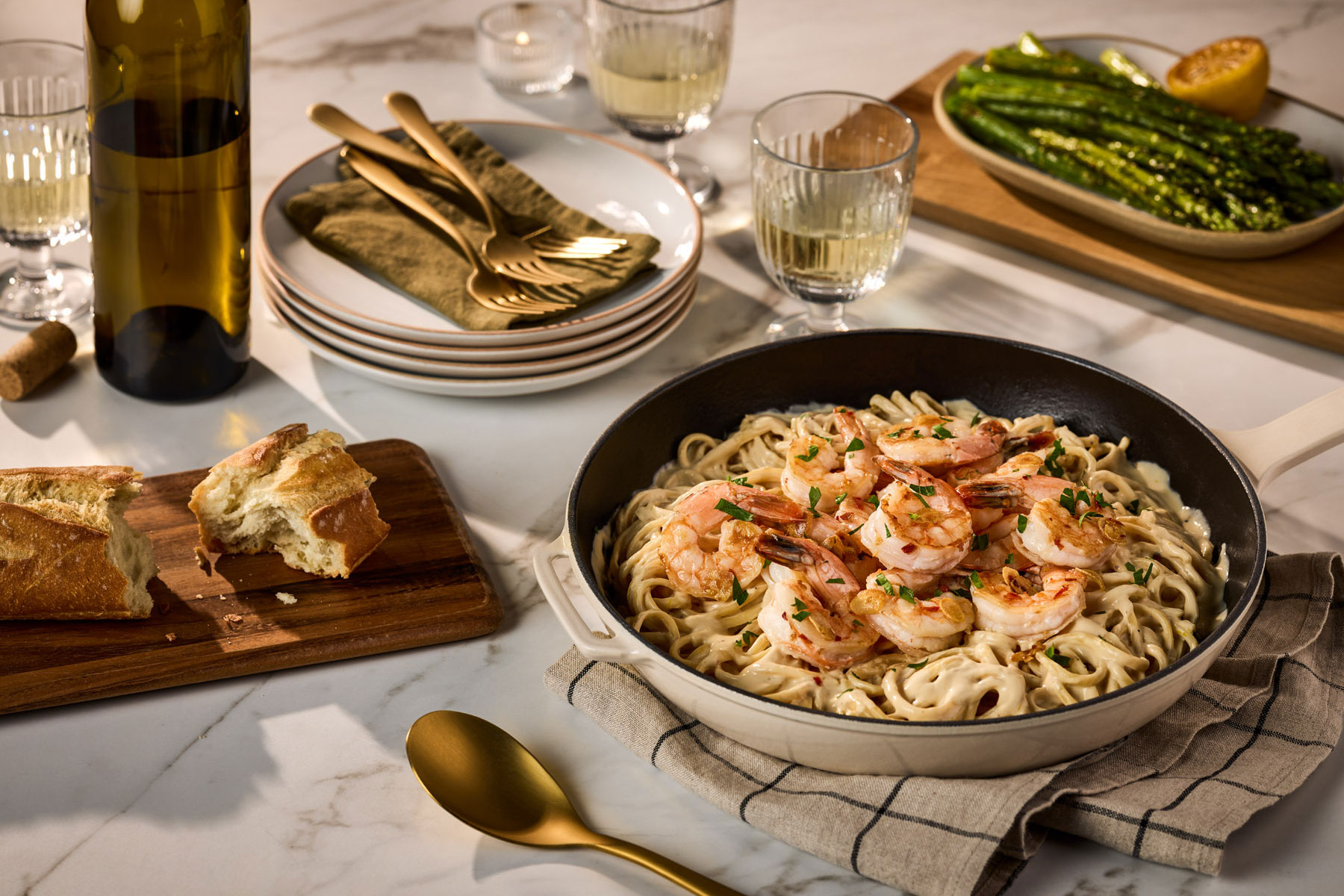 Rao’s Alfredo Linguine with Sautéed Shrimp